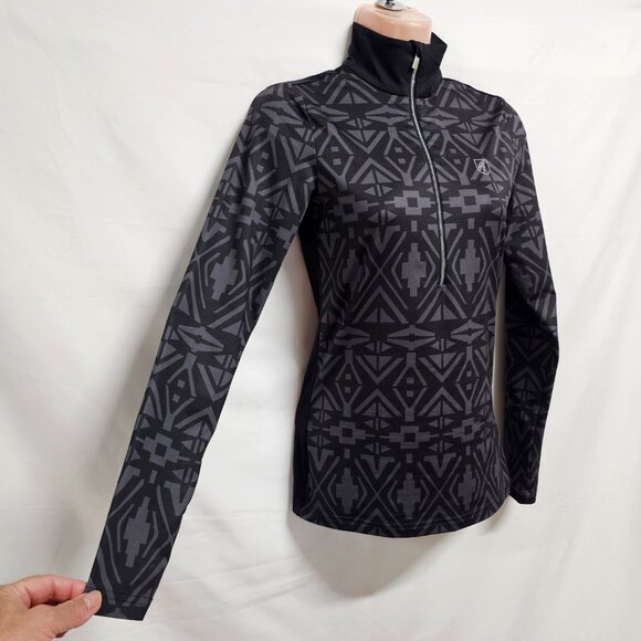 Toni Sailer Half Zip First Layer Performance Ski Top Women Size US 4 Black/Gray - Picture 5 of 14